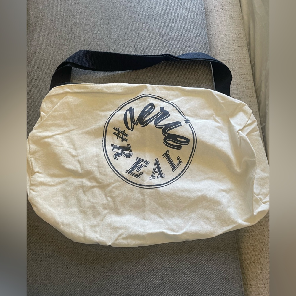 Aerie Cream Tote with Black Strap